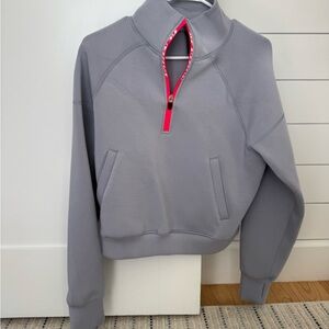 P.E Nation Gray Sweatshirt with Pink Accents
